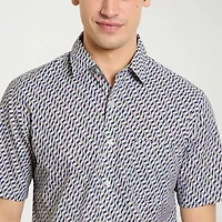 Van Heusen Everyday Defense Stain Shield Mens Short Sleeve Slim Fit Button-Down Shirt