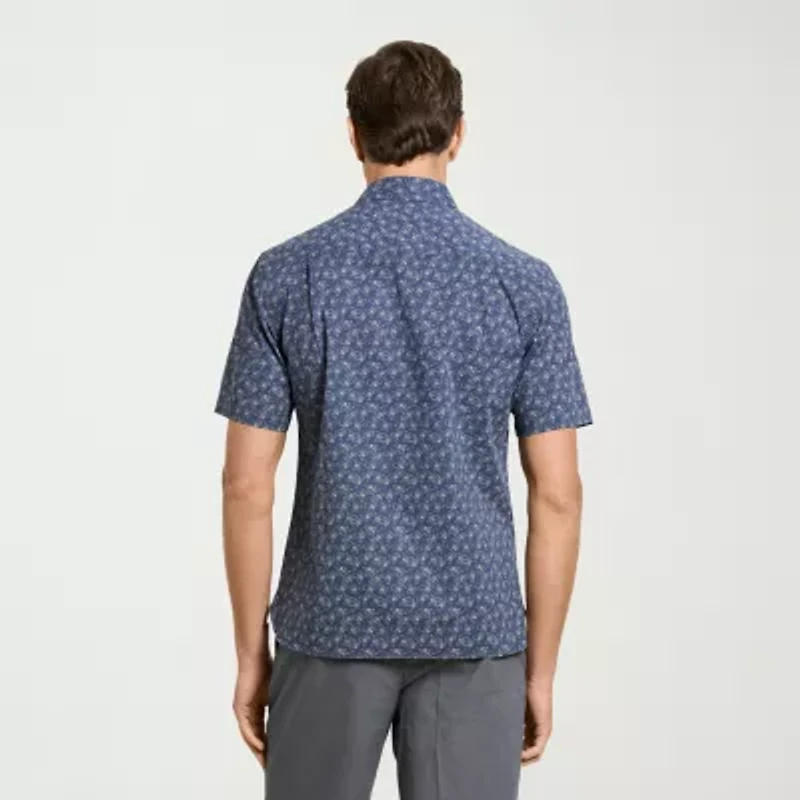 Van Heusen Everyday Defense Stain Shield Mens Short Sleeve Slim Fit Button-Down Shirt