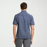 Van Heusen Everyday Defense Stain Shield Mens Short Sleeve Slim Fit Button-Down Shirt