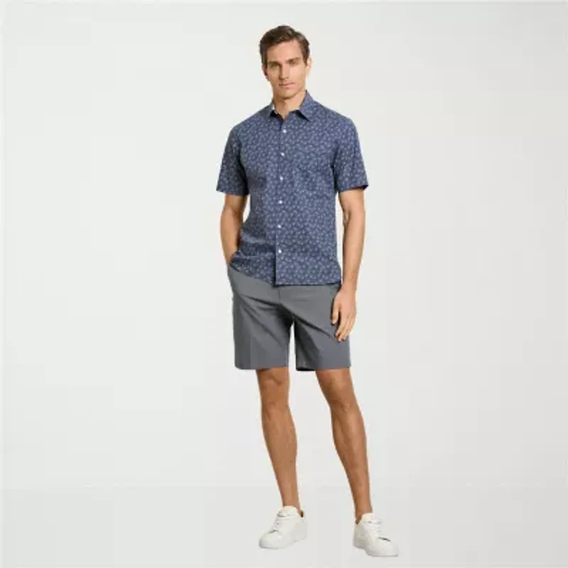 Van Heusen Everyday Defense Stain Shield Mens Short Sleeve Slim Fit Button-Down Shirt
