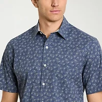 Van Heusen Everyday Defense Stain Shield Mens Short Sleeve Slim Fit Button-Down Shirt