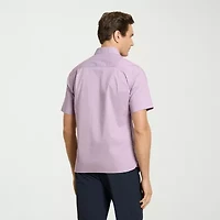 Van Heusen Everyday Defense Stain Shield Mens Short Sleeve Slim Fit Button-Down Shirt