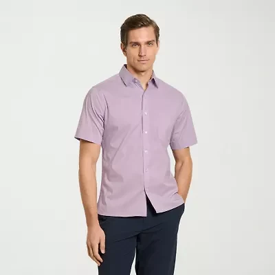 Van Heusen Everyday Defense Stain Shield Mens Short Sleeve Slim Fit Button-Down Shirt