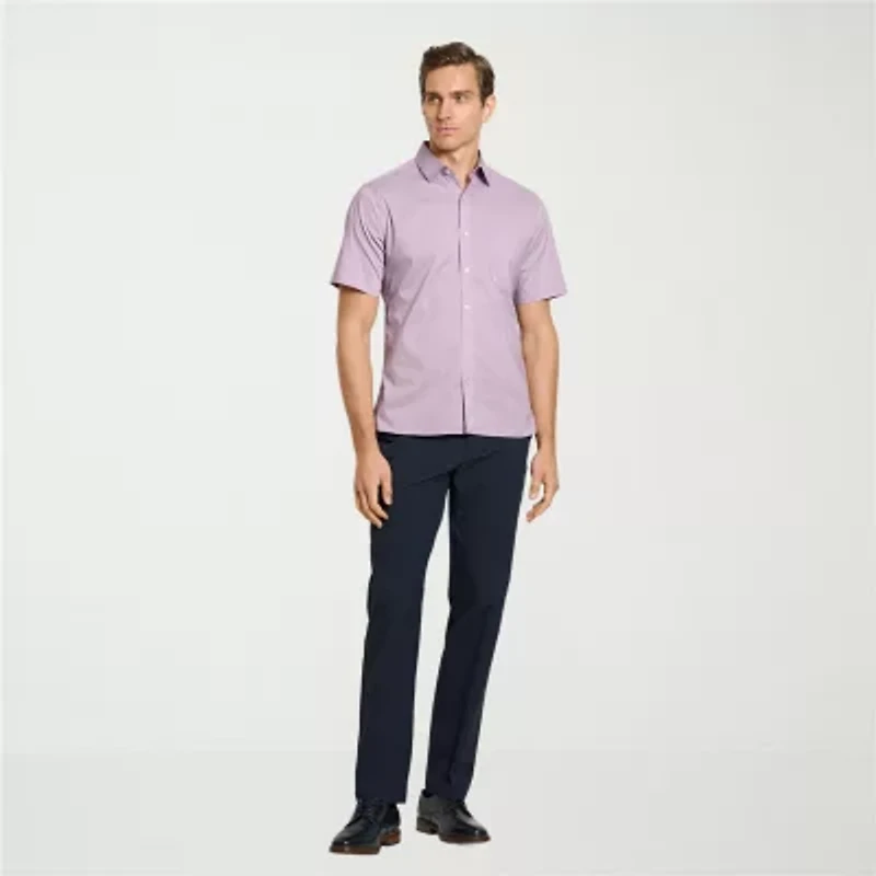 Van Heusen Everyday Defense Stain Shield Mens Short Sleeve Slim Fit Button-Down Shirt