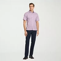 Van Heusen Everyday Defense Stain Shield Mens Short Sleeve Slim Fit Button-Down Shirt