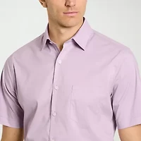 Van Heusen Everyday Defense Stain Shield Mens Short Sleeve Slim Fit Button-Down Shirt