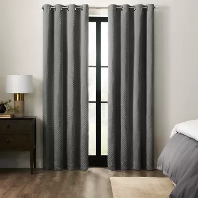 Fieldcrest Diamond Grommet Top Energy Saving 100% Blackout Single Curtain Panel