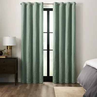 Fieldcrest Diamond Grommet Top Energy Saving 100% Blackout Single Curtain Panel
