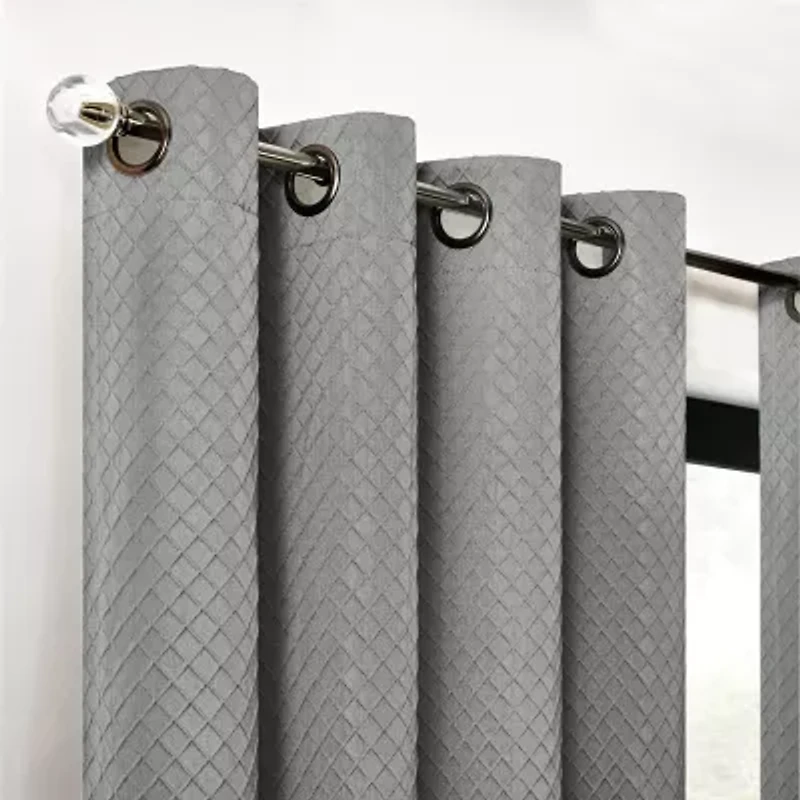 Fieldcrest Diamond Grommet Top Energy Saving 100% Blackout Single Curtain Panel