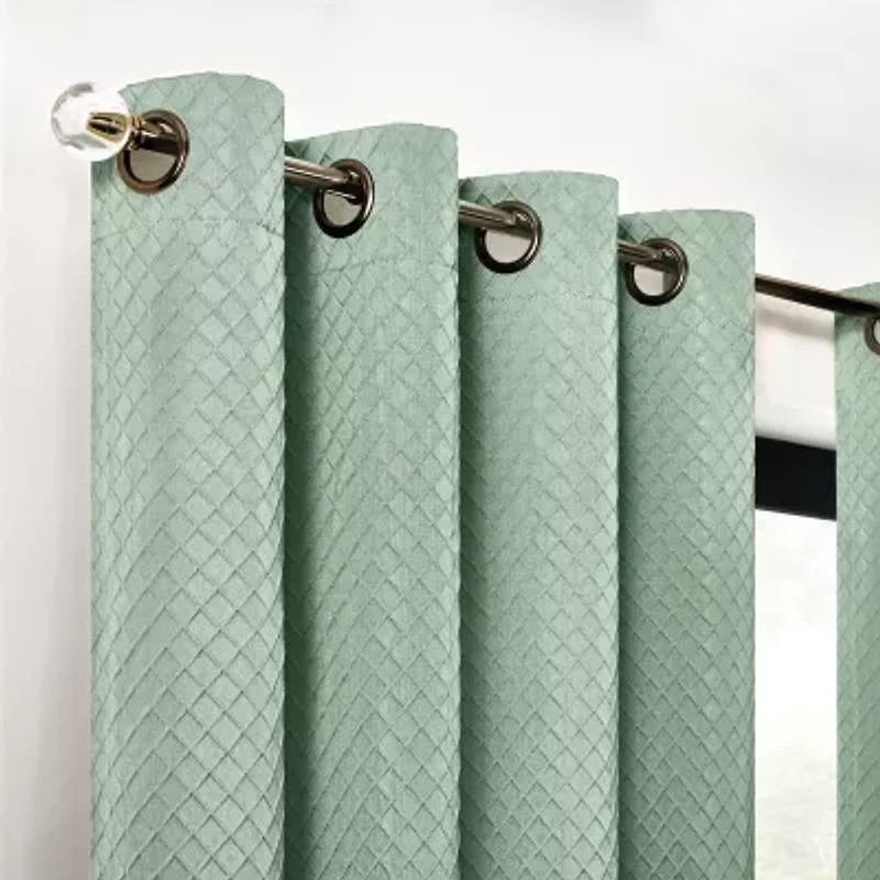 Fieldcrest Diamond Grommet Top Energy Saving 100% Blackout Single Curtain Panel