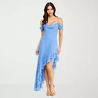 City Triangle Womens Juniors High-Low Fit + Flare Dress