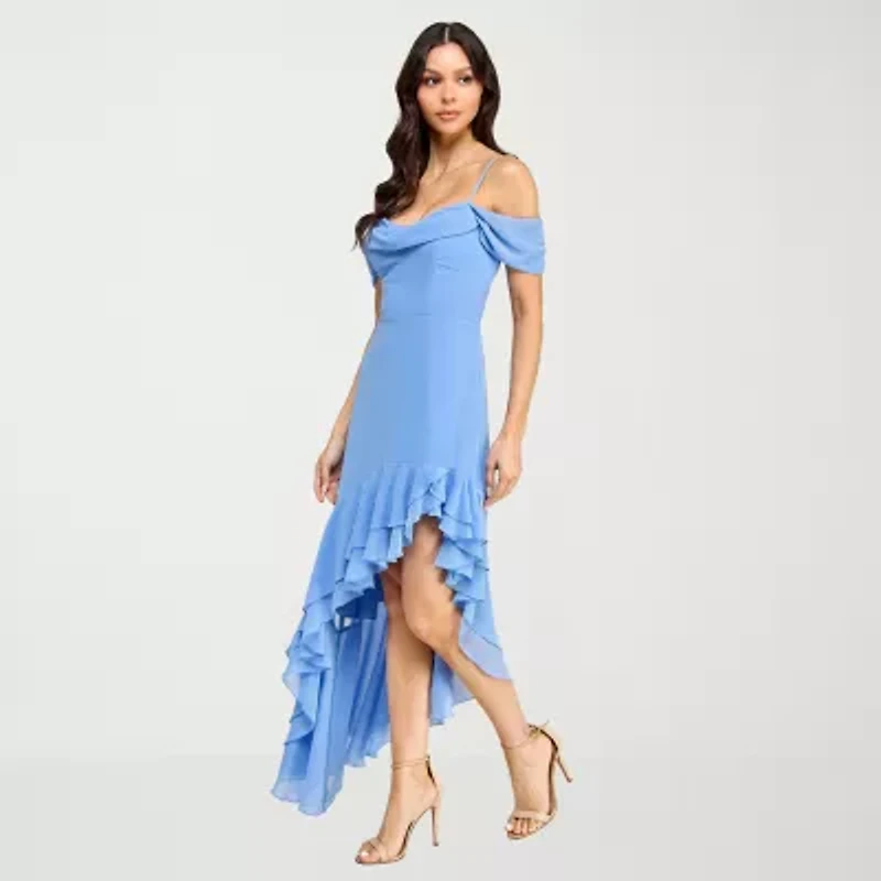 City Triangle Womens Juniors High-Low Fit + Flare Dress