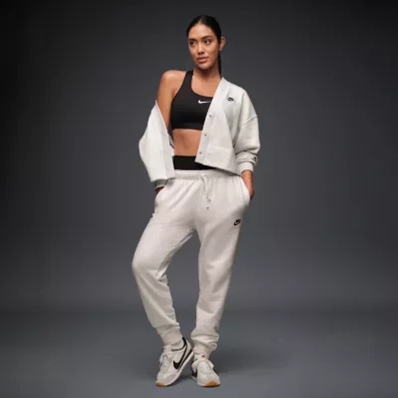 Nike Club Womens Drawstring Waist Cuffed Mid Rise Fleece Active Jogger Pant