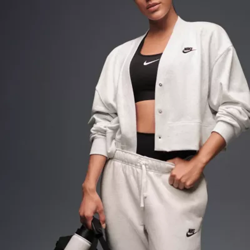 Nike Club Womens Drawstring Waist Cuffed Mid Rise Fleece Active Jogger Pant