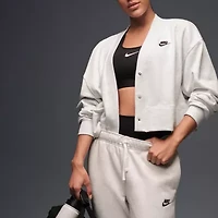 Nike Club Womens Drawstring Waist Cuffed Mid Rise Fleece Active Jogger Pant