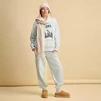 Xersion Womens Oversized Super Soft Fleece Graphic Crewneck Sweatshirt