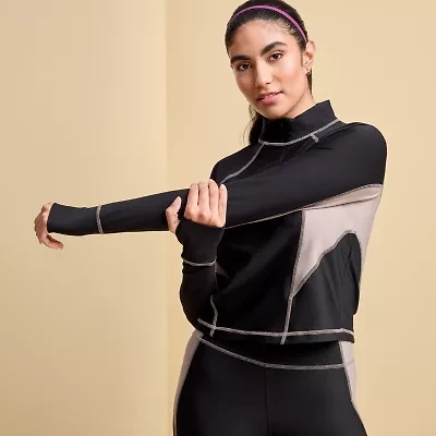 Xersion EverContour+ Womens Mock Neck Long Sleeve Active Quarter-Zip