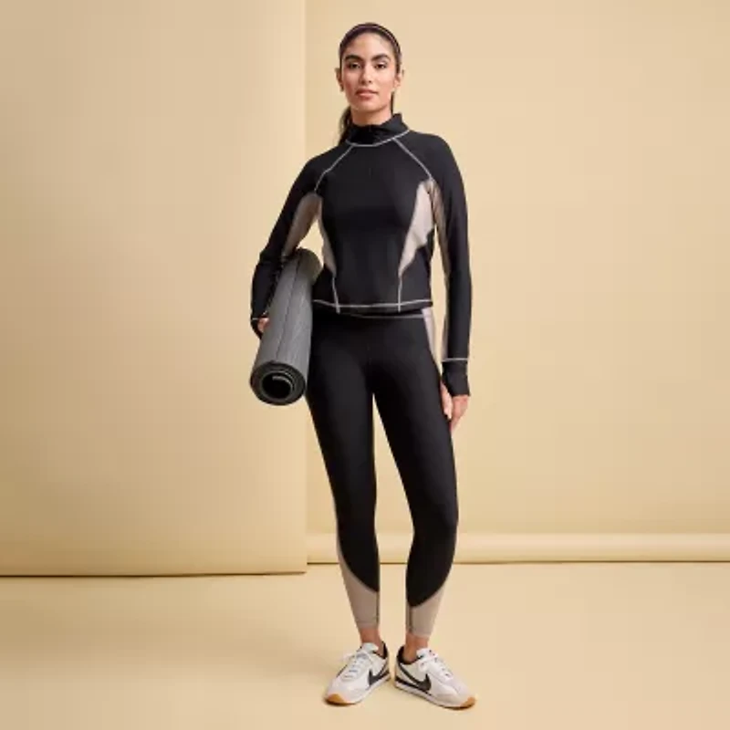 Xersion EverContour+ Womens Mock Neck Long Sleeve Active Quarter-Zip Pullover