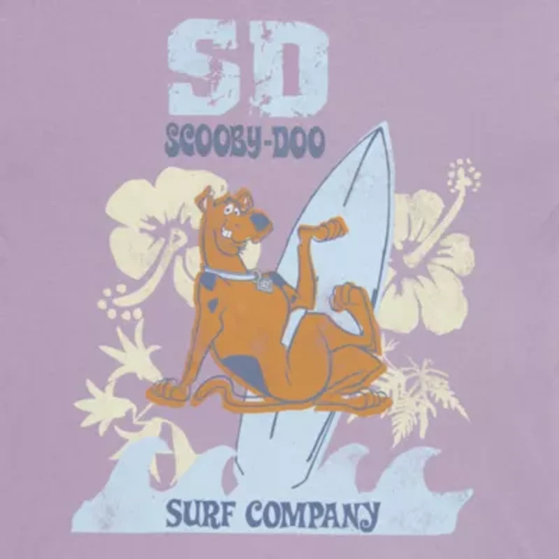 Womens Juniors Short Sleeve Oversized Scooby Doo Graphic T-Shirt