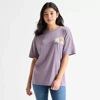 Womens Juniors Short Sleeve Oversized Scooby Doo Graphic T-Shirt