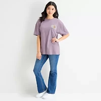 Womens Juniors Short Sleeve Oversized Scooby Doo Graphic T-Shirt