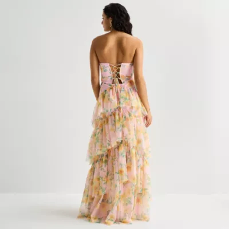 City Triangle Womens Juniors Floral A-Line Dress