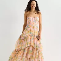 City Triangle Womens Juniors Floral A-Line Dress