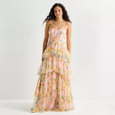 City Triangle Womens Juniors Floral A-Line Dress