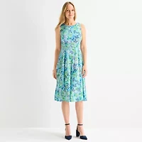 Danny & Nicole Womens Floral Midi Jacket Dress