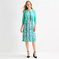 Danny & Nicole Womens Floral Midi Jacket Dress