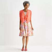 Perceptions Womens Floral Lace Jacket Dress