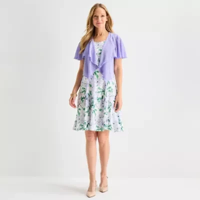 Perceptions Womens Floral Jacket Dress