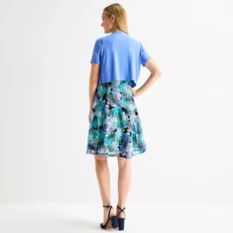 Perceptions Womens Floral Jacket Dress