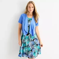 Perceptions Womens Floral Jacket Dress