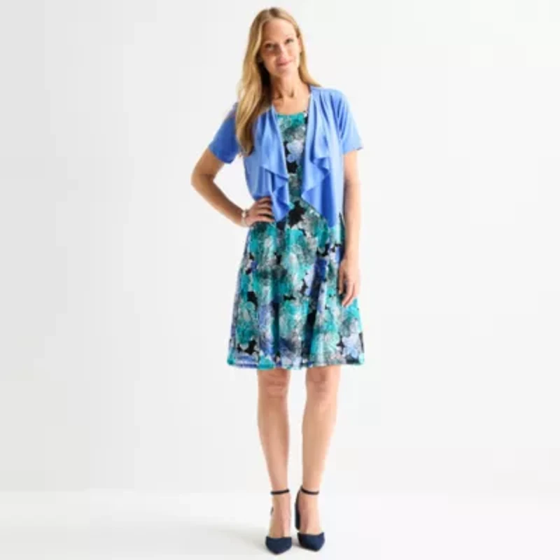 Perceptions Womens Floral Jacket Dress