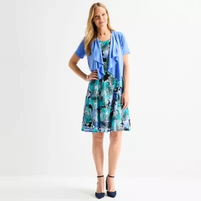 Perceptions Womens Floral Jacket Dress