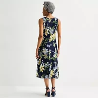 Perceptions Womens Floral Midi Jacket Dress