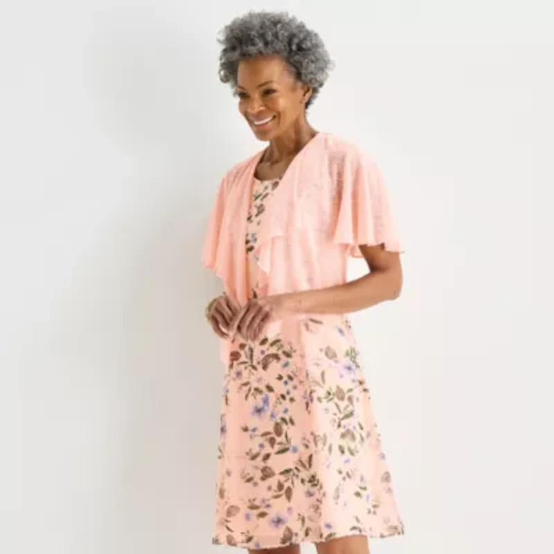 Perceptions Womens Floral Jacket Dress