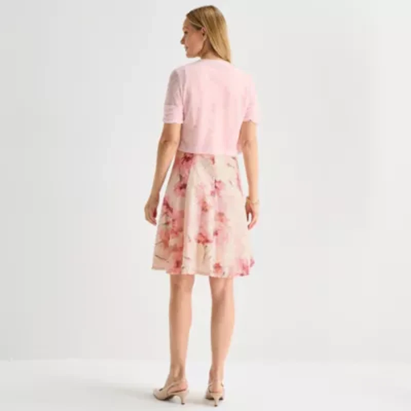 Perceptions Womens Floral Lace Jacket Dress