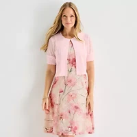 Perceptions Womens Floral Lace Jacket Dress