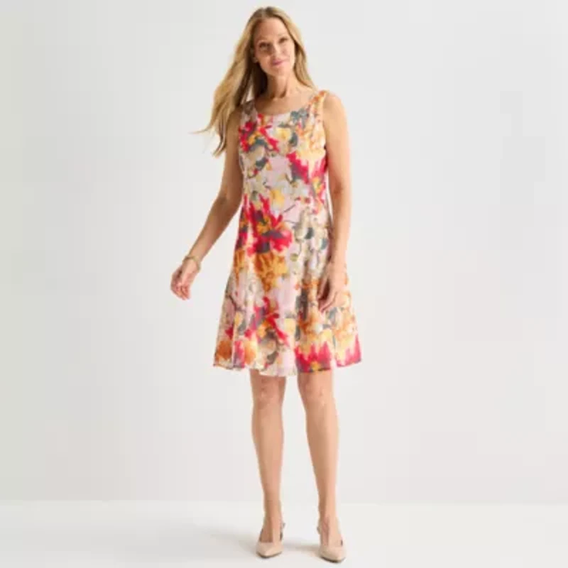 Perceptions Womens Floral Jacket Dress