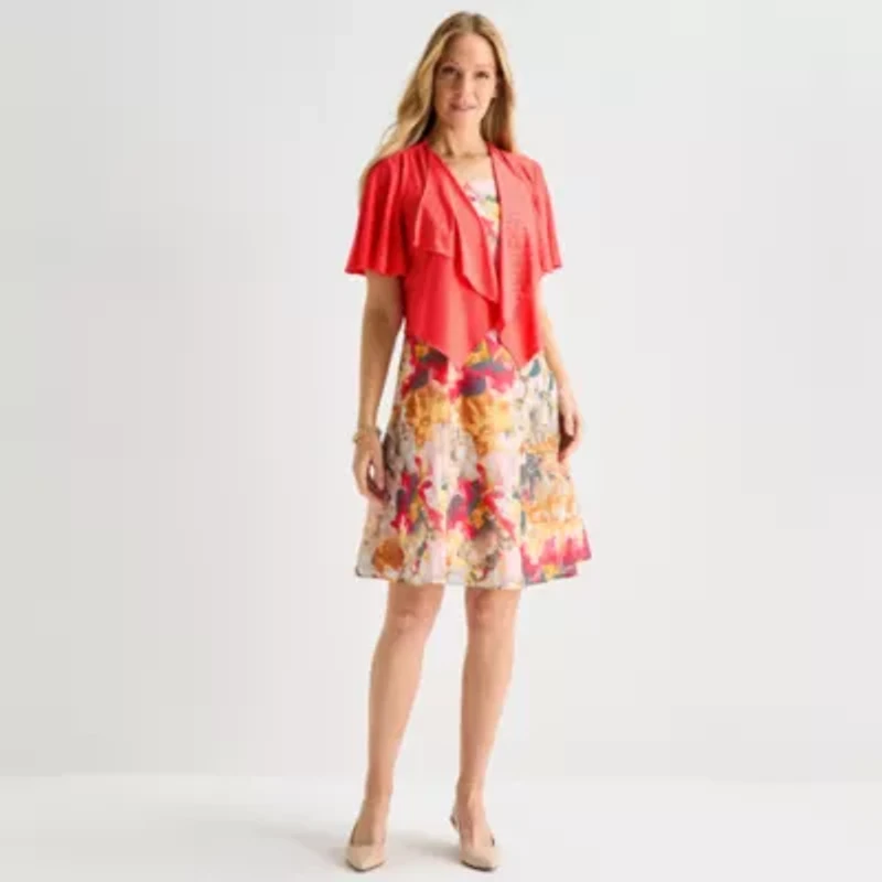 Perceptions Womens Floral Jacket Dress