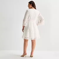 Isabel & Nina Womens Plus 3/4 Sleeve Fit + Flare Dress