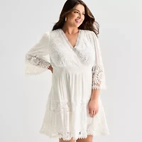 Isabel & Nina Womens Plus 3/4 Sleeve Fit + Flare Dress