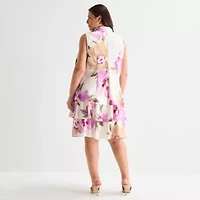 Robbie Bee Womens Plus Sleeveless Floral Shift Dress