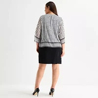 Studio 1 Womens Plus Dots Faux-Jacket Dress With Removable Necklace