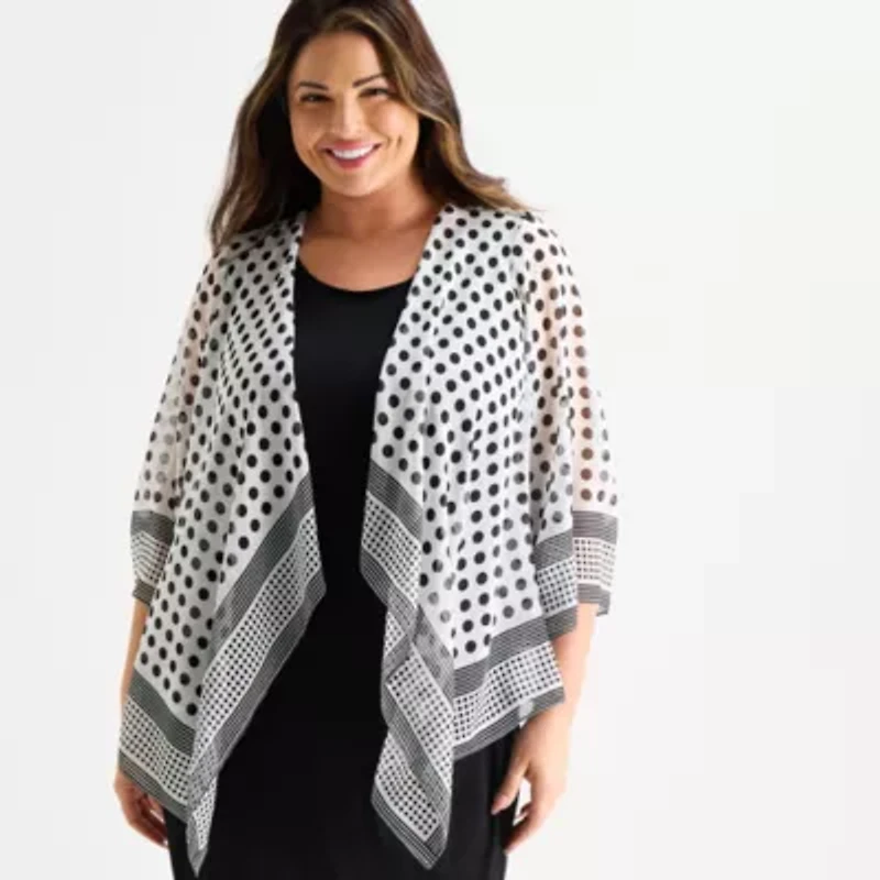 Studio 1 Womens Plus Dots Faux-Jacket Dress With Removable Necklace