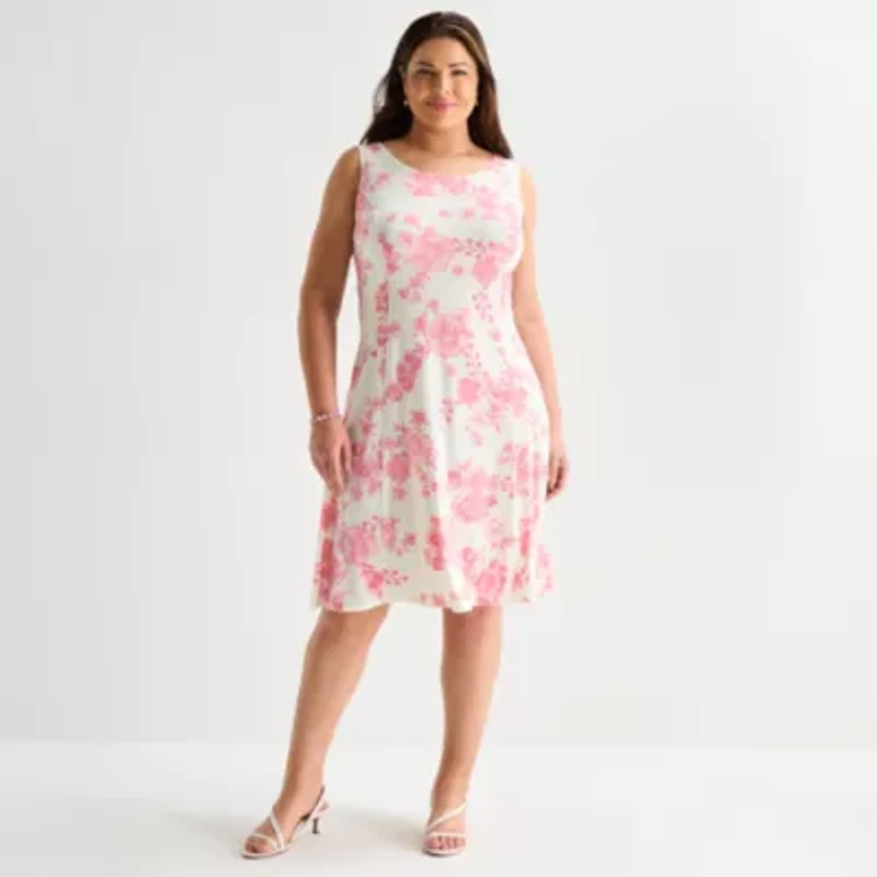 Danny & Nicole Womens Plus Floral Midi Jacket Dress