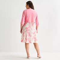 Danny & Nicole Womens Plus Floral Midi Jacket Dress