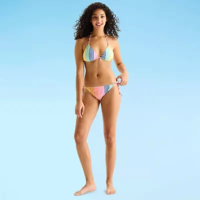Arizona Womens Lined Side Tie Striped Juniors Bikini Swimsuit Bottom